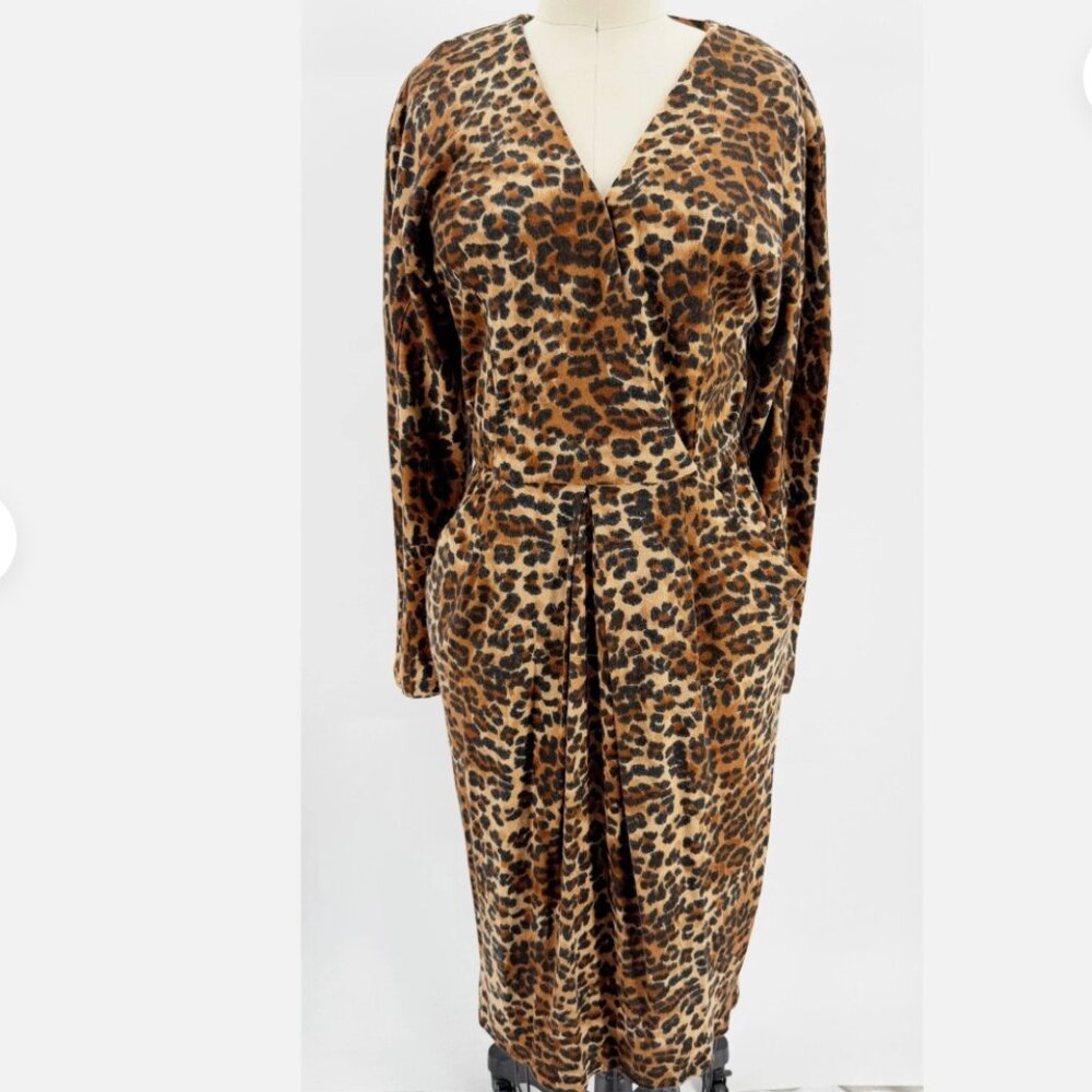 Jackie Bernard for EKLEKTIC Animal Print Wrap Dress MOD WIFE Sz 8 USA